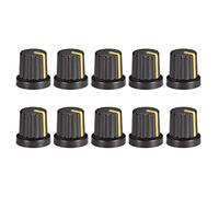 sourcing map 10Pcs 6mm Arbre Trou Arbre Bouton pour Haut-parleur Effet Pedale Amplificateur Noir Potentiomètre Bouton Jaune