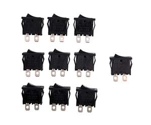 sourcing map 10Pcs AC 125V/12A 250V/10A SPST 2 Broche 2 Position Mini Marine Bateau Commutateurs Interrupteur à Bascule Noir