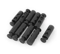sourcing map 10pcs Arrêt de Cordon Serrure de Cordon 6mm Dia Noir | Verrou de Cordon à Ressort bloqué, Cordon Glisser Cordon pour Vêtement Sac Lacet Camping, Double Trou