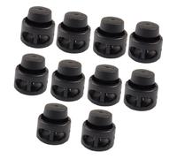 sourcing map 10pcs Arrêt de Cordon Serrure de Cordon Verrou de Cordon à Ressort bloqué Cordon Glisser Cordon pour Vêtement Sac Lacet Camping 2 trous Noir