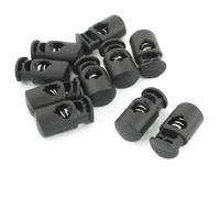 sourcing map 10pcs Arrêt de Cordon Serrure de Cordon Verrou de Cordon à Ressort bloqué Cordon Glisser Cordon pour Vêtement Sac Lacet Camping Noir 5.5 mm Dia trou