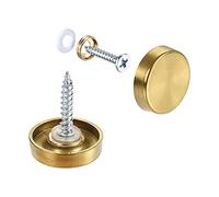 sourcing map 10pcs Cache Vis Miroir 19mm/0.75" Capuchon Décoratif Attaches Couverture Clous Tréfilage Doré 304 Acier Inoxydable