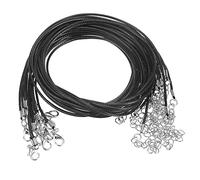 sourcing map 10pcs Cire Coulace Cordon Vrac, 23 Pouce and 1.5mm Dia Coulace Corde Corde avec Fermoir pour Pendentifs, Bracelets, Coulaces, Bijouterie Tissu Perlage Fournitures, Noir