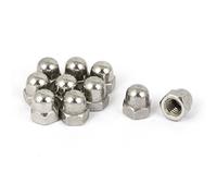 sourcing map 10pcs Écrou Borgnes Hexagonal 1/4"-20 Dôme Clous Acier Inoxydable Décoratif pour Vis Boulons Argenté