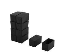 sourcing map 10pcs Embout Pied Chaise Bouchon Tampon Capuchon Protection Jambe Meuble Plancher Rectangle en Caoutchouc Noir 40x20mm