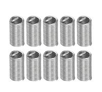 sourcing map 10pcs Fil Filetage Inserts M8 x 1.25 3D 24mm 304 Inox Acier Hélicoïdal Bobiné Fil Fileté Manchon