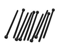 sourcing map 10pcs M3X65mm Vis à Six Pans Creux Tête Hexagonale Boulon Vis Moleté Entièrement Fileté Noir