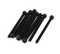 sourcing map 10pcs M4x55mm Vis à Six Pans Creux Tête Hexagonale Boulon Vis Moleté Entièrement Fileté Noir