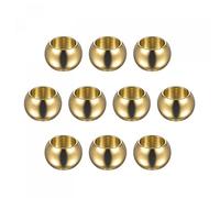 sourcing map 10pcs Perles 8mm Inox Acier 5mm Trou Diamètre Perle pour Bricolage Artisanat, Doré