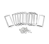 sourcing map 10pcs Porte-étiquette métallique, Fichier Nom Carte Étiquette Étiquette Porte-étiquette Cadre - pour Bureau ton argent 83x30mm