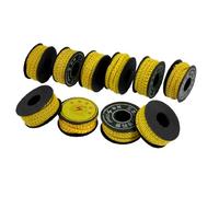sourcing map 10pcs Rouleaux PVC Souple Jaune Numéro 0-9 Print 2.5mm2 marqueurs Câble