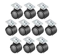 sourcing map 10pcs roulettes de Chaise de Bureau 30 mm en Nylon avec Plaque supérieure à 360 degrés Capacité de 22 LBS pour établi de Chariots de Meubles Noir