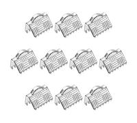 sourcing map 10pcs Ruban Fin Ondulation Pinces, 8mm Bande Texture Cuivre P Pouce Cordon Fin Fermoirs pour DIY Artisanat Fabrication, Argent Blanc