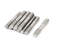 sourcing map Vis Double Filetage Double Extrémité 304 Inox Acier Serré Réglable Pousser Tige Goujon M10 x 60mm 10Pcs