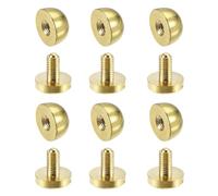 sourcing map 10x6mm Rivets Tête Rond Bourse Sac à main Pieds Clous Solide Laiton Cuir Artisanat Bricolage 6 pièces