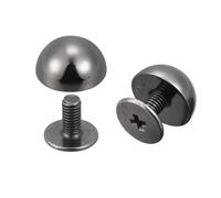 sourcing map 10x6mm Vis Dos Rivets Solide Rond Tête Cuir Goujons Noir 10 Ensembles