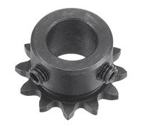 sourcing map 12 Dents Pignon Type B Unique Brin 1/4" Pas, 12mm Alésage Noir Oxyde C45 Carbone Acier avec 2 Ensemble Vis pour ISO 04C