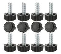 sourcing map 12 Pcs Pieds de Nivellement Meuble Réglable M6 x 18 x 18mm Pied de Meuble en Hauteur pour Meubles de Maison, Vis à Main, Protecteur de Sol