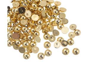 sourcing map 120pcs ABS Demi Perle Perles, 6mm Résine Plat Dos Perles Brillant Imitation Perle Perles pour Bricolage Artisanats Création Chaussures Mariage Noël Photo Cadres, Métallique Doré