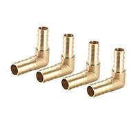 sourcing map 12mm à 10mm Raccord Cannelé Tuyau Laiton Barbelé 90 Degré Coude Tuyau Connecteur Coupleur Tube Adapter 4Pcs