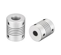 sourcing map 12mm à 8mm Coupleur Arbre Moteur Flexible Aluminium Alliage Accouplement Joint Connecteur L30xD25 Argent 2Pcs