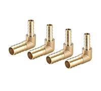 sourcing map 12mm à 8mm Raccord Cannelé Tuyau Laiton Barbelé 90 Degré Coude Tuyau Connecteur Coupleur Tube Adapter 4Pcs
