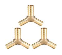 sourcing map 12mm x 10mm x 10mm Tuyau Id Raccord Cannelé Tuyau Laiton Réducteur Barbelé en Forme Y 3 Voie T Connecteur Adaptateur 3Pcs