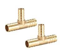 sourcing map 12mm x 10mm x 12mm Raccord Cannelé Tuyau Laiton Réducteur Barbelé Forme T 3 Voie Barbelé Connecteur Air Eau Carburant Gaz 2Pcs