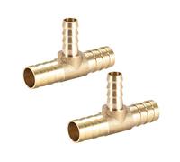 sourcing map 12mm x 8mm x 12mm Raccord Cannelé Tuyau Laiton Réducteur Barbelé Forme T 3 Voie Barbelé Connecteur Air Eau Carburant Gaz 2Pcs