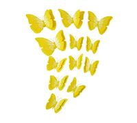 sourcing map 12pcs 3D Papillon Mur Autocollants Décalque Amovible Fresco Autocollant Bricolage Art Décoration avec Double Aile pour Maison Chambre Décoration Jaune