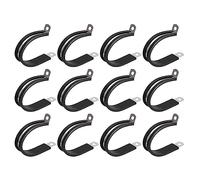 sourcing map 12pcs (42mm) Collier de Serrage 304 Inox Acier Caoutchouc Amorti Isolé Attache Grillage Rigide Sangle Clip Fixation Tube Tuyau