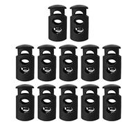 sourcing map 12pcs Arrêt de Cordon Noir Plastique Serrure Butée Extrémité Ressort Bascule Fixation Curseur Organisateur pour Vêtements