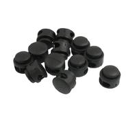 sourcing map 12pcs Arrêt de Cordon Serrure de Cordon Verrou de Cordon à Ressort bloqué Cordon Glisser Cordon pour Vêtement Sac Lacet Camping 5 mm de diamètre 2 trous en plastique Noir