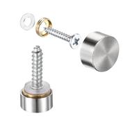 sourcing map 12pcs Cache Vis Miroir 10mm/0.39" Décoratif Capuchon Attaches Couverture Clous Tréfilage Argenté 304 INOX Acier