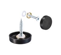 sourcing map 12pcs Cache Vis Miroir 22mm/0.87" Décoratif Capuchon Attaches Couverture Clous Fil Dessin Noir 304 Acier INOX