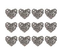 sourcing map 12pcs Coeur Forme Rotin Boule Vase Remplissage Gris 2 in | Naturel Rotin, pour Saint Valentin Jour Décoration Mariage Maison Décoration lumiere