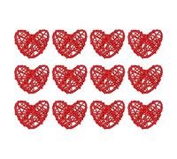 sourcing map 12pcs Coeur Forme Rotin Boule Vase Remplissage Naturel Rotin pour Saint Valentin Jour Décoration Mariage Maison Décoration Rouge 2 in