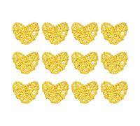 sourcing map 12pcs Coeur Forme Rotin Boule Vase Remplissage Naturel Rotin pour Saint Valentin Jour Décoration Mariage Maison Décoration Jaune Bas 2 in