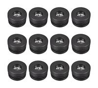 sourcing map 12pcs Encarts pour Round Tubes avec M10 Filetage, pour 38mm/1.5" OD Rond Tube, Rond Noir Plastique Bouchon Roulette Insérer Chaise Fin Capuchon Fourniture Jambe Brancher