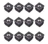sourcing map 12Pcs Inserts pour Carré Tubes avec M8 Fil, for 0.98"x0.98" OD Carré Tube, Carré Noir Plastique Bouchon Roulette Insert Chaise Embouts Meuble Pieds Bouchon