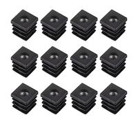 Sourcing Map 12Pcs Inserts pour Carré Tubes M6 Fil, 0.63x0.63" OD Carré Noir Plastique Bouchon Roulette Insert Chaise Embouts Meuble Pieds Bouchon
