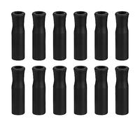sourcing map 12pcs Silicone Paille Embouts, Métal Paille Couvercles, Doux Réutilisable Pailles Embouts pour 1/4 pouce(6mm) OD Inox Acier Pailles, Noir
