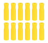 sourcing map 12pcs Silicone Paille Embouts Métal Paille Couvercles Jaune | Doux Réutilisable Pailles Embouts pour 1/4 pouce(6mm) OD Inox Acier Pailles