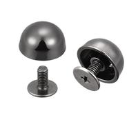 sourcing map 12x7mm Rivets Tête Rond Vis Dos Creux Cuir Goujons Noir 20 Ensembles