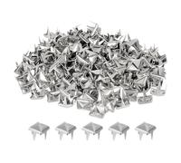 sourcing map 150Pcs Clous Pyramidaux Carrés pour Vêtements, 6 mm, Pointes à Quatre Griffes, Clous Punk Rock en Cuivre pour Sacs, Chaussures, Maroquinerie (Ton Argent)