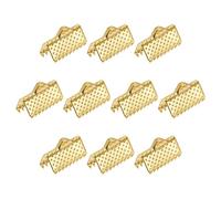 sourcing map 160Pcs Ruban Pince Sertir Terminaux, 10mm Signet Pincement Cordon Terminal Agrafes pour Bricolage Artisanat Création, Doré