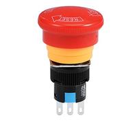 sourcing map 16mm Montage Trou Verrouillage Arrêt Urgence Bouton Poussoir Interrupteur NO NC Red