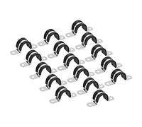 sourcing map 16pcs 20mm Collier de Serrage Caoutchouc Amorti 304 Inox Acier Attache Grillage Rigide Sangle Clip Fixation Tube Tuyau
