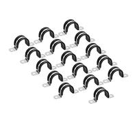 sourcing map 16pcs 32mm Collier de Serrage Caoutchouc Amorti 304 Inox Acier Attache Grillage Rigide Sangle Clip Fixation Tube Tuyau