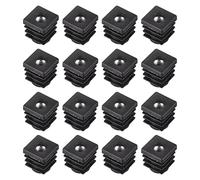 sourcing map 16Pcs Inserts pour Carré Tubes avec M6 Fil, for 0.59"x0.59" OD Carré Tube, Noir Plastique Bouchon Roulette Insert Chaise Embouts Meuble Pieds Bouchon